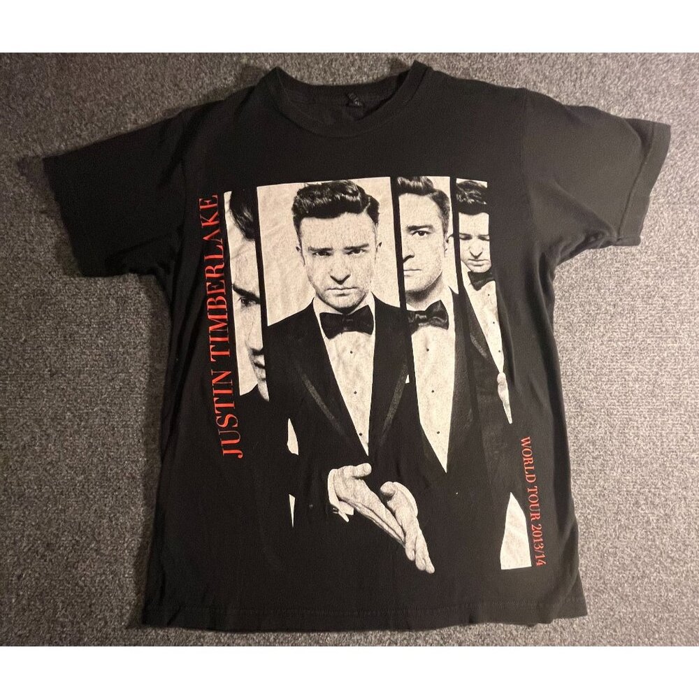 justin timberlake tour shirt size medium black short sleeve crew neck